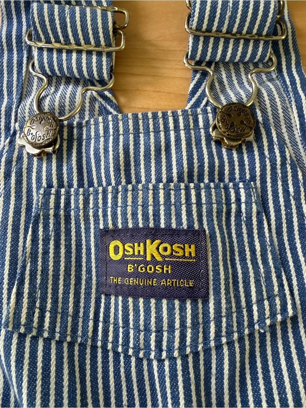 Vintage Toddler OshKosh Striped Railroad Baby Denim Overall Bibs
